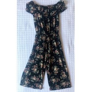 Black Floral Off The Shoulder Cinched Waist Jumper